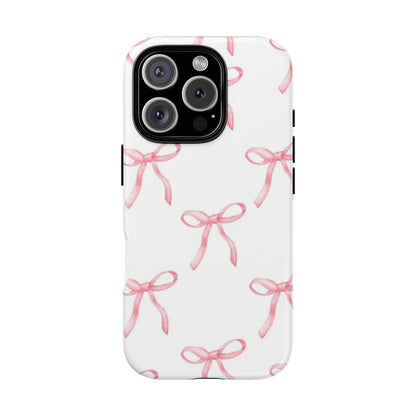 Pink Bows White Tough Phone Case