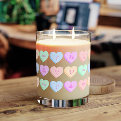 V-Day Heart Patterned Scented Candle - Full Glass, 11oz