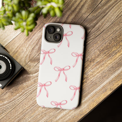 Pink Bows White Tough Phone Case