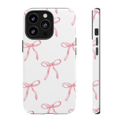 Pink Bows White Tough Phone Case