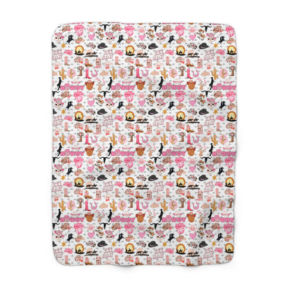 Pink Cowgirl Sherpa Fleece Blanket