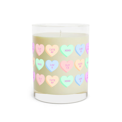 V-Day Heart Patterned Scented Candle - Full Glass, 11oz