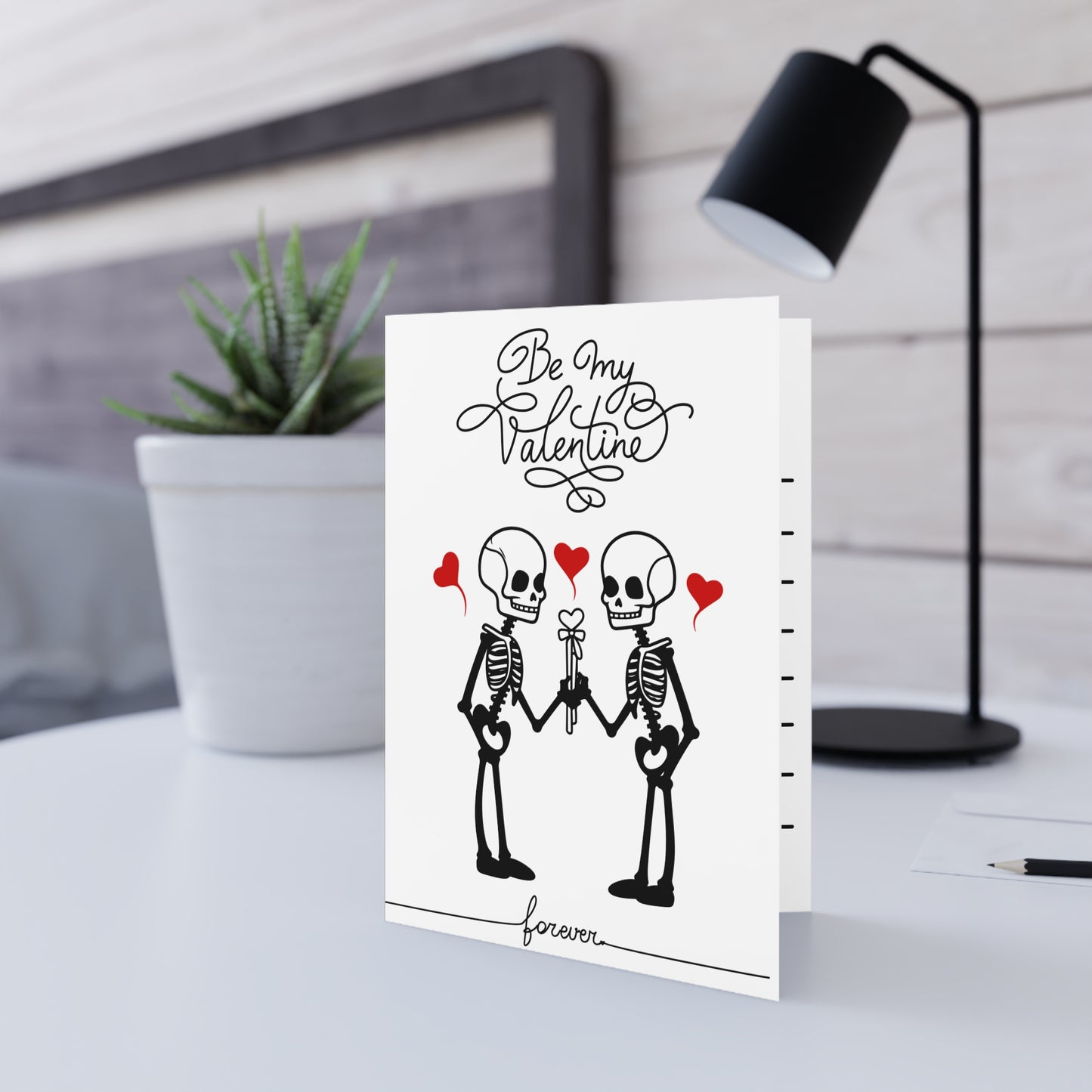 Be My Valentine Forever Skeleton Themed Valentines Day Card