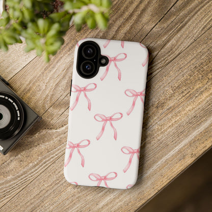 Pink Bows White Tough Phone Case