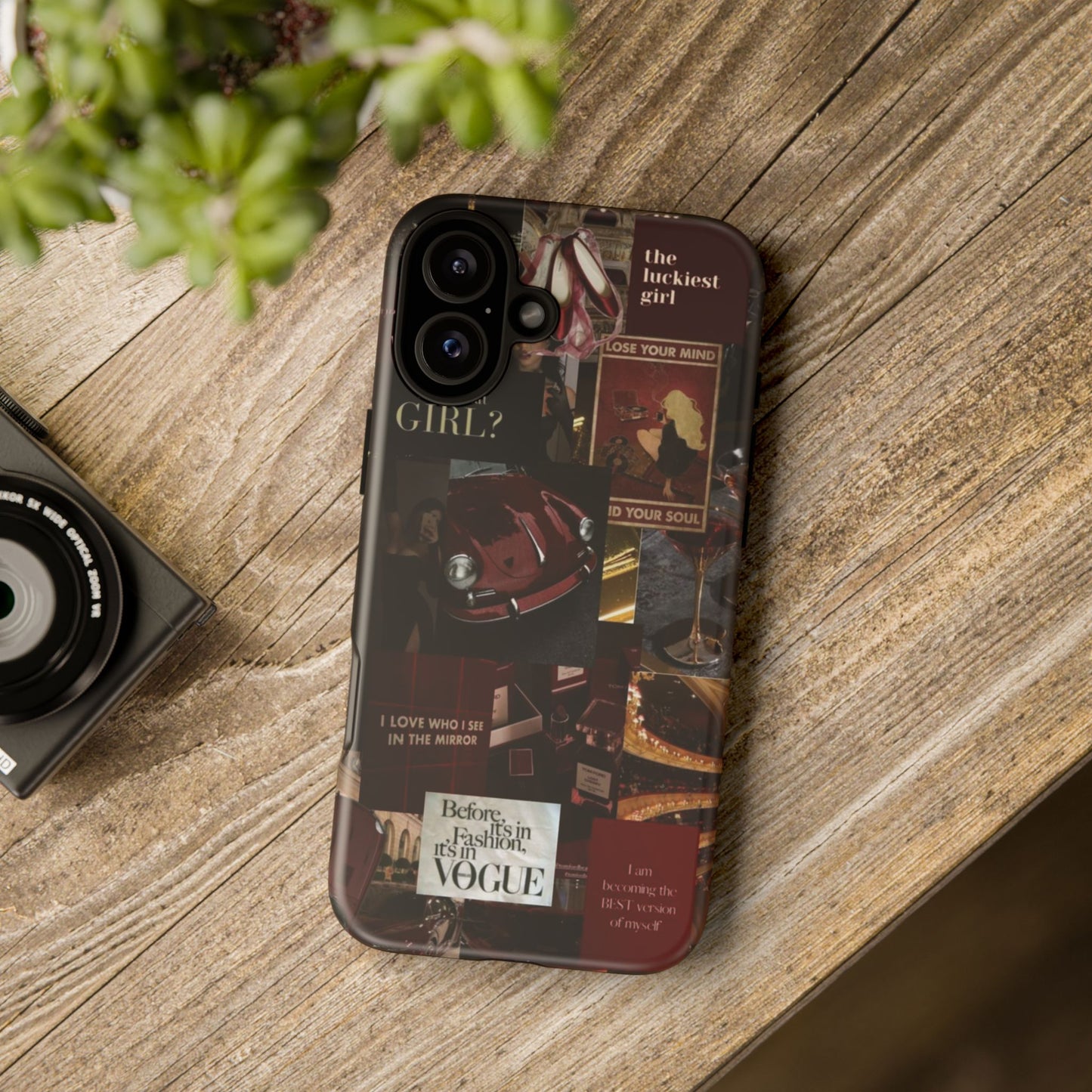 Dark Red and Black Aesthetic Tough Phone Case