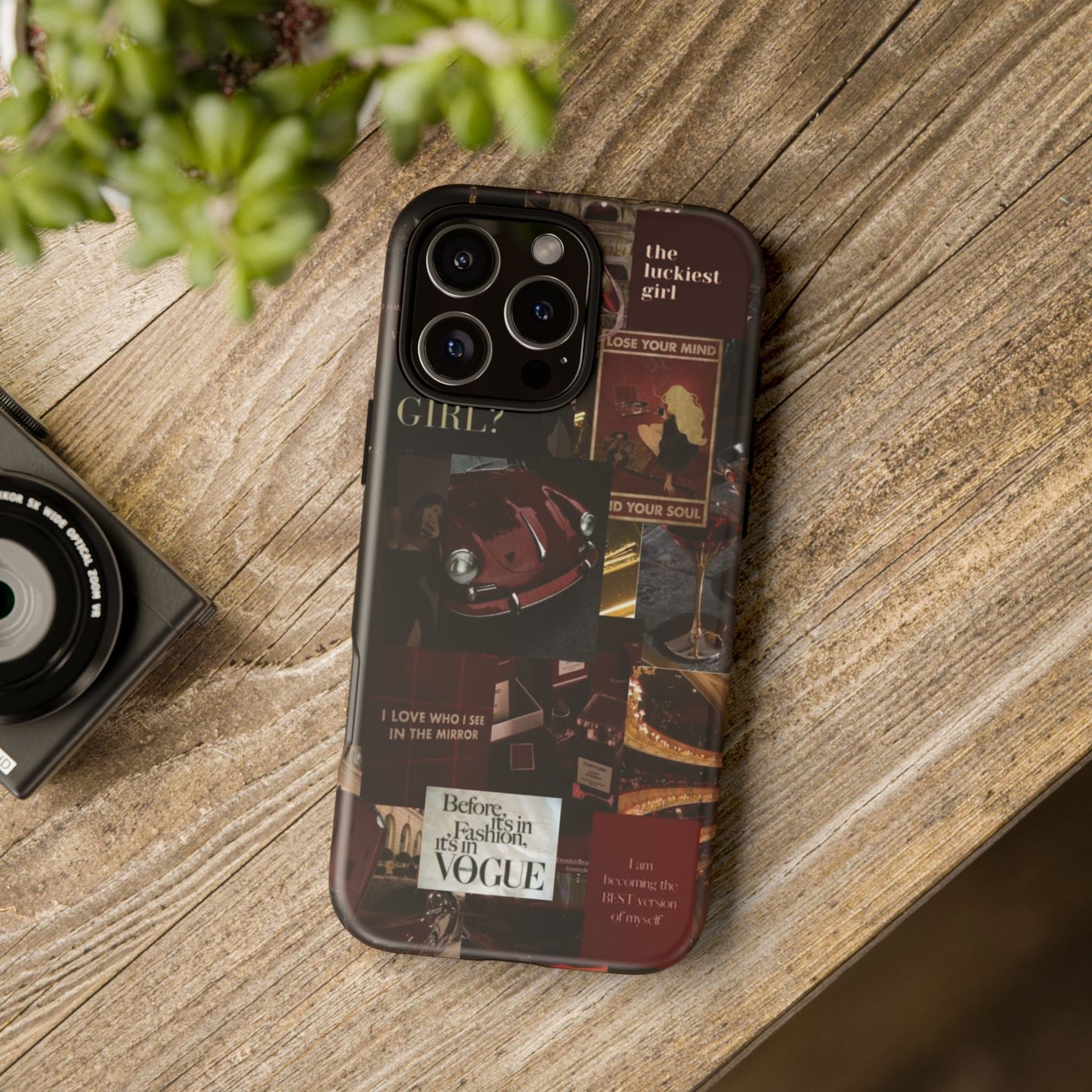 Dark Red and Black Aesthetic Tough Phone Case