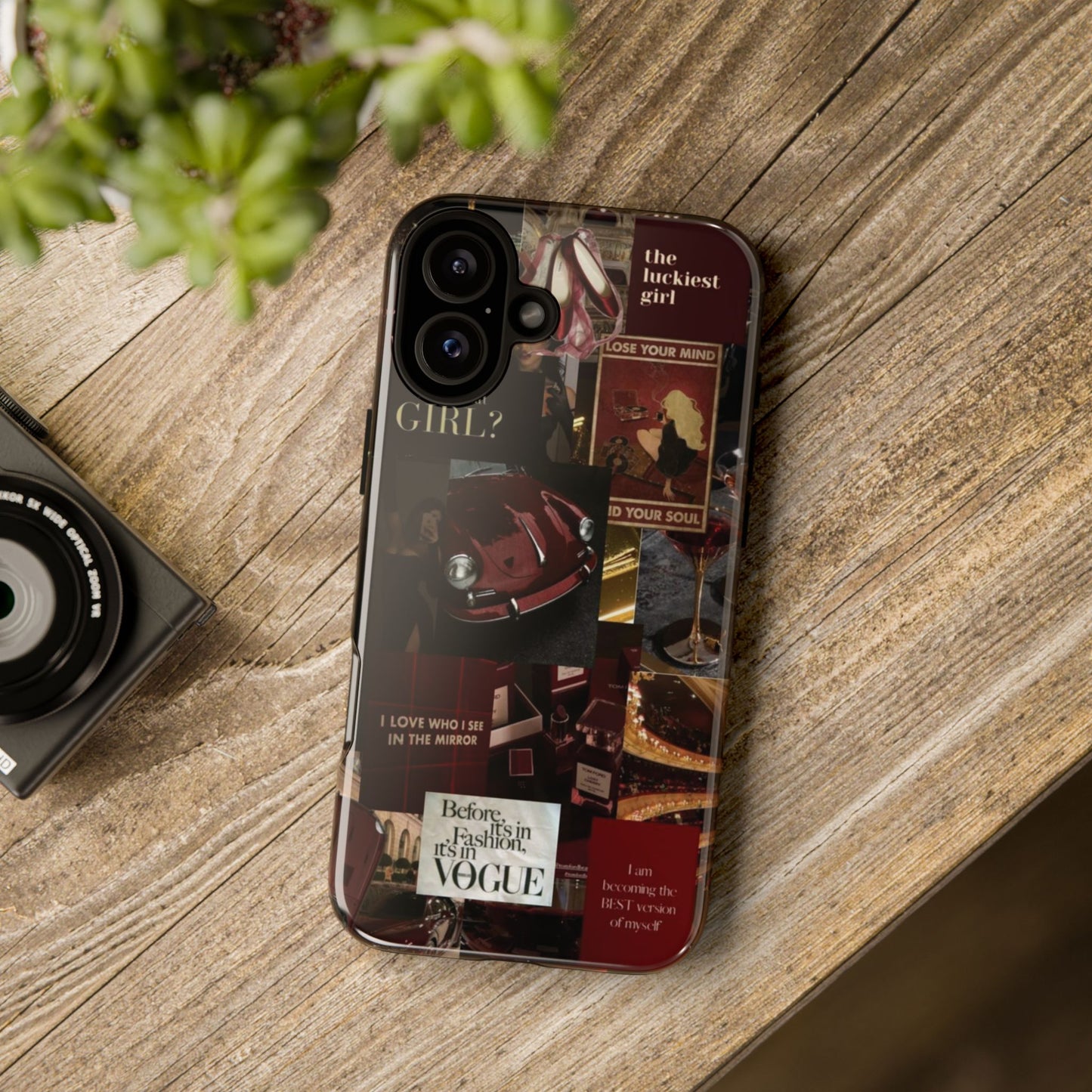 Dark Red and Black Aesthetic Tough Phone Case