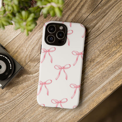 Pink Bows White Tough Phone Case