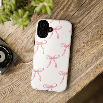 Pink Bows White Tough Phone Case