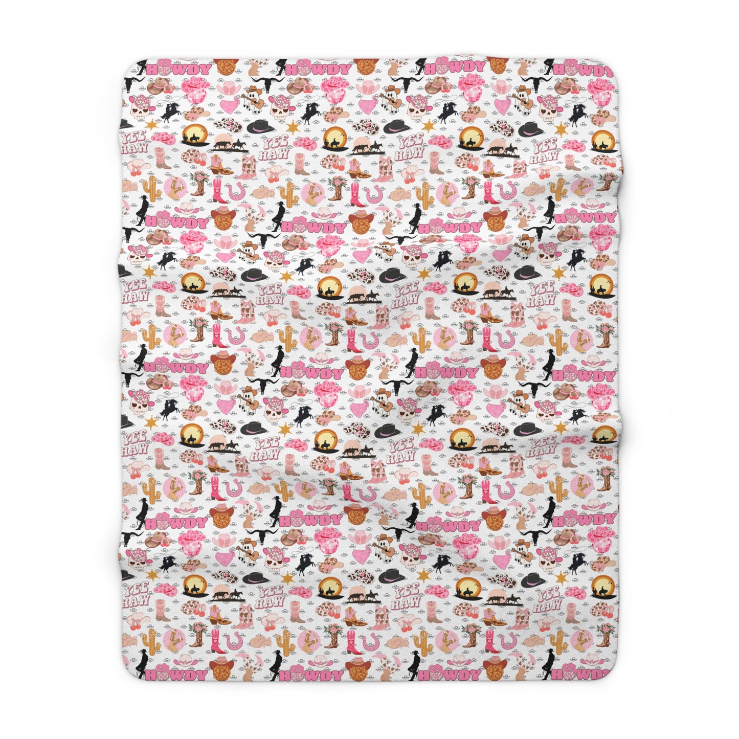 Pink Cowgirl Sherpa Fleece Blanket