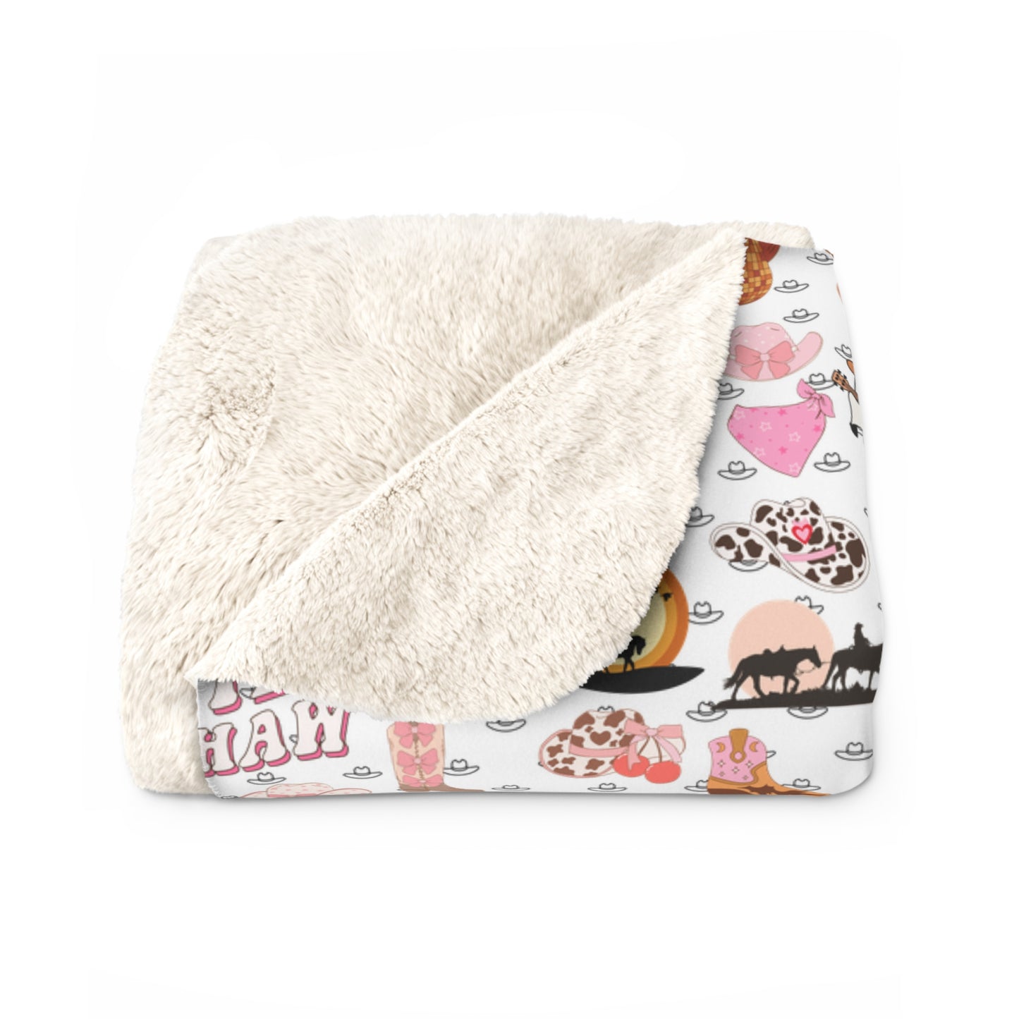 Pink Cowgirl Sherpa Fleece Blanket