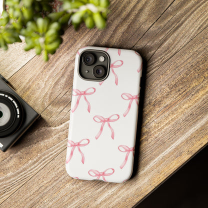 Pink Bows White Tough Phone Case