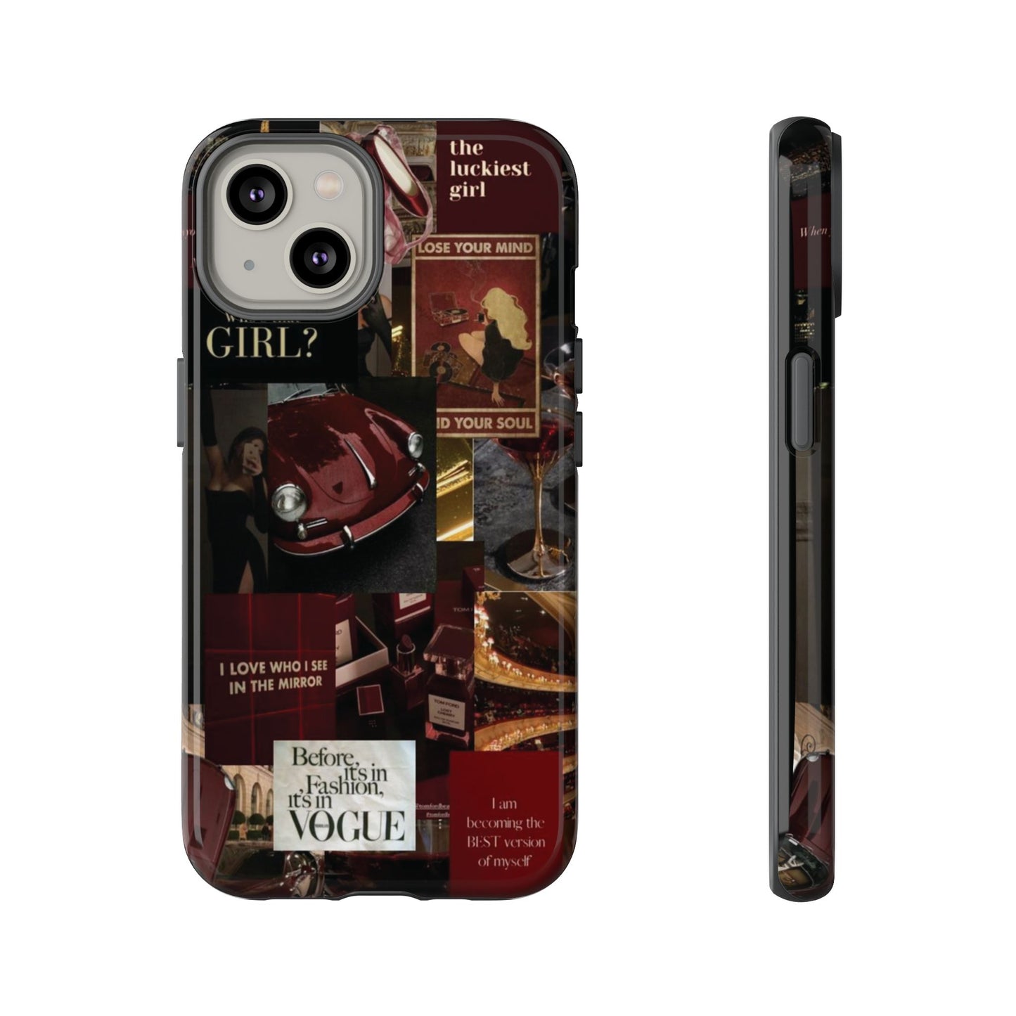 Dark Red and Black Aesthetic Tough Phone Case