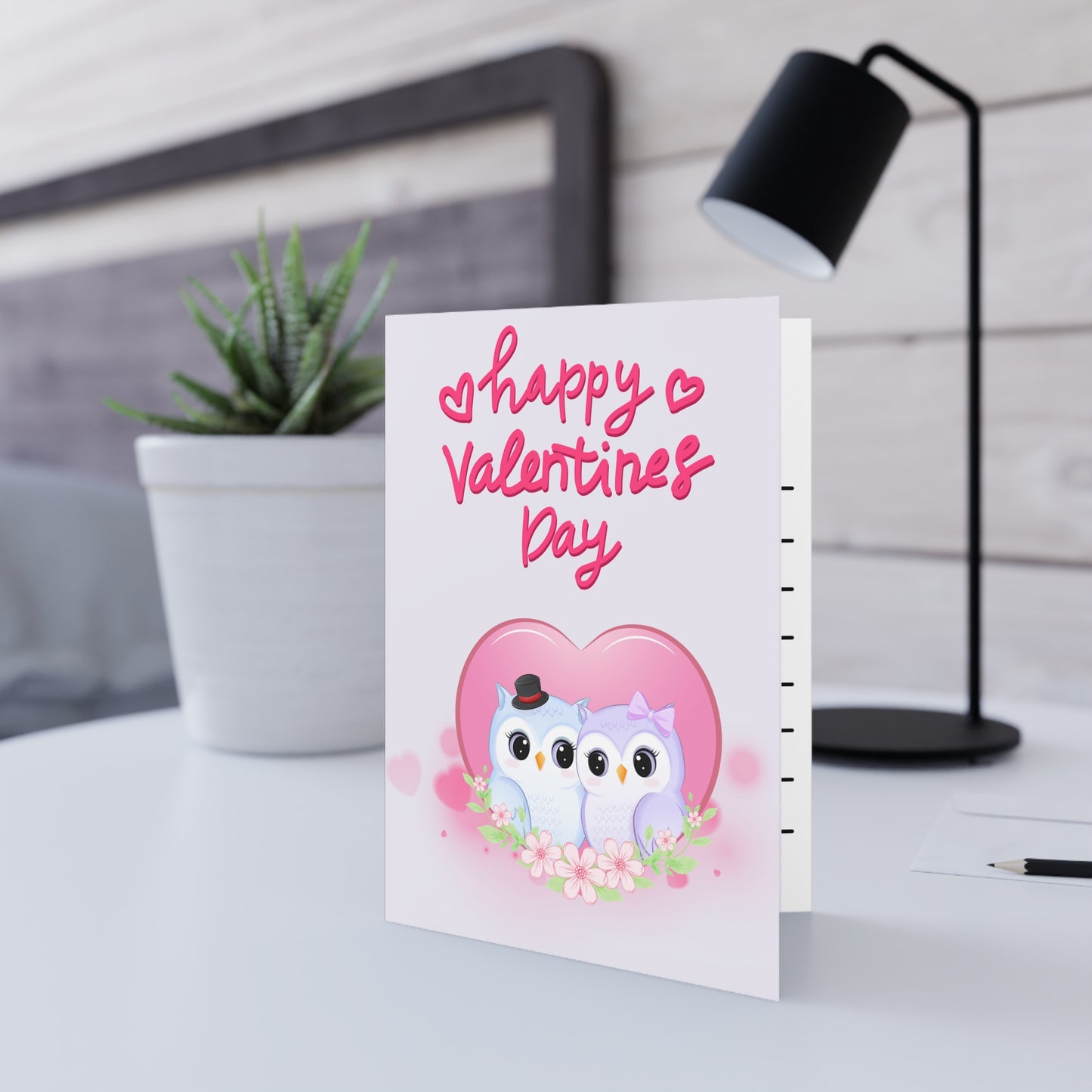 Two Lover Owls Valentines Day Card