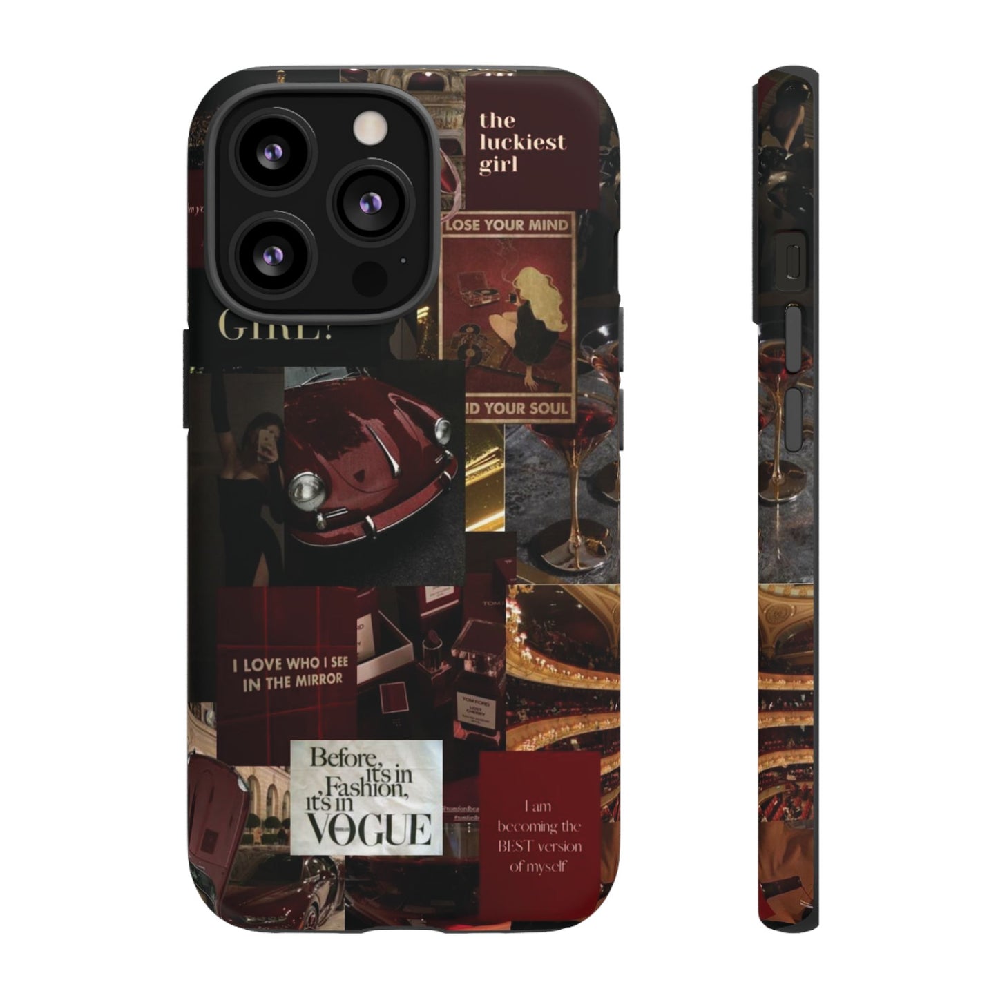 Dark Red and Black Aesthetic Tough Phone Case