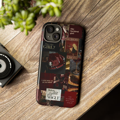 Dark Red and Black Aesthetic Tough Phone Case