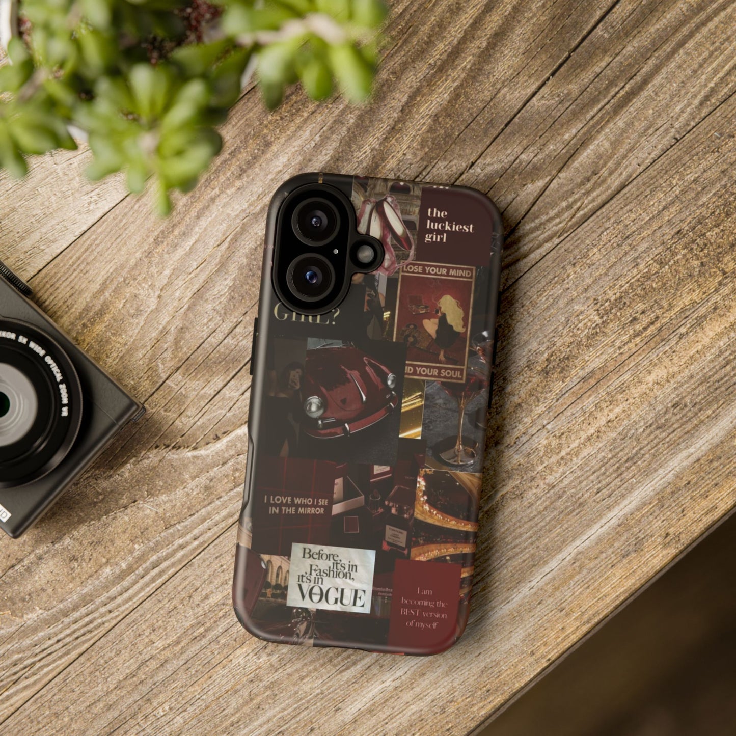 Dark Red and Black Aesthetic Tough Phone Case