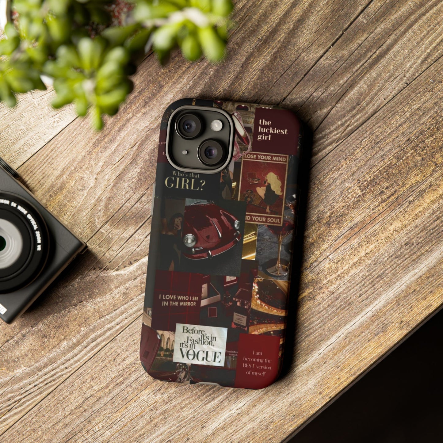 Dark Red and Black Aesthetic Tough Phone Case