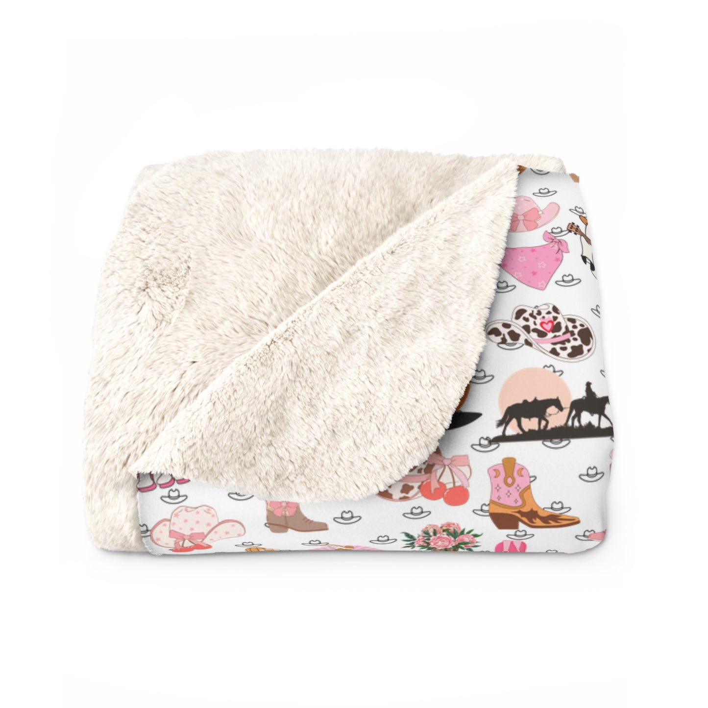 Pink Cowgirl Sherpa Fleece Blanket