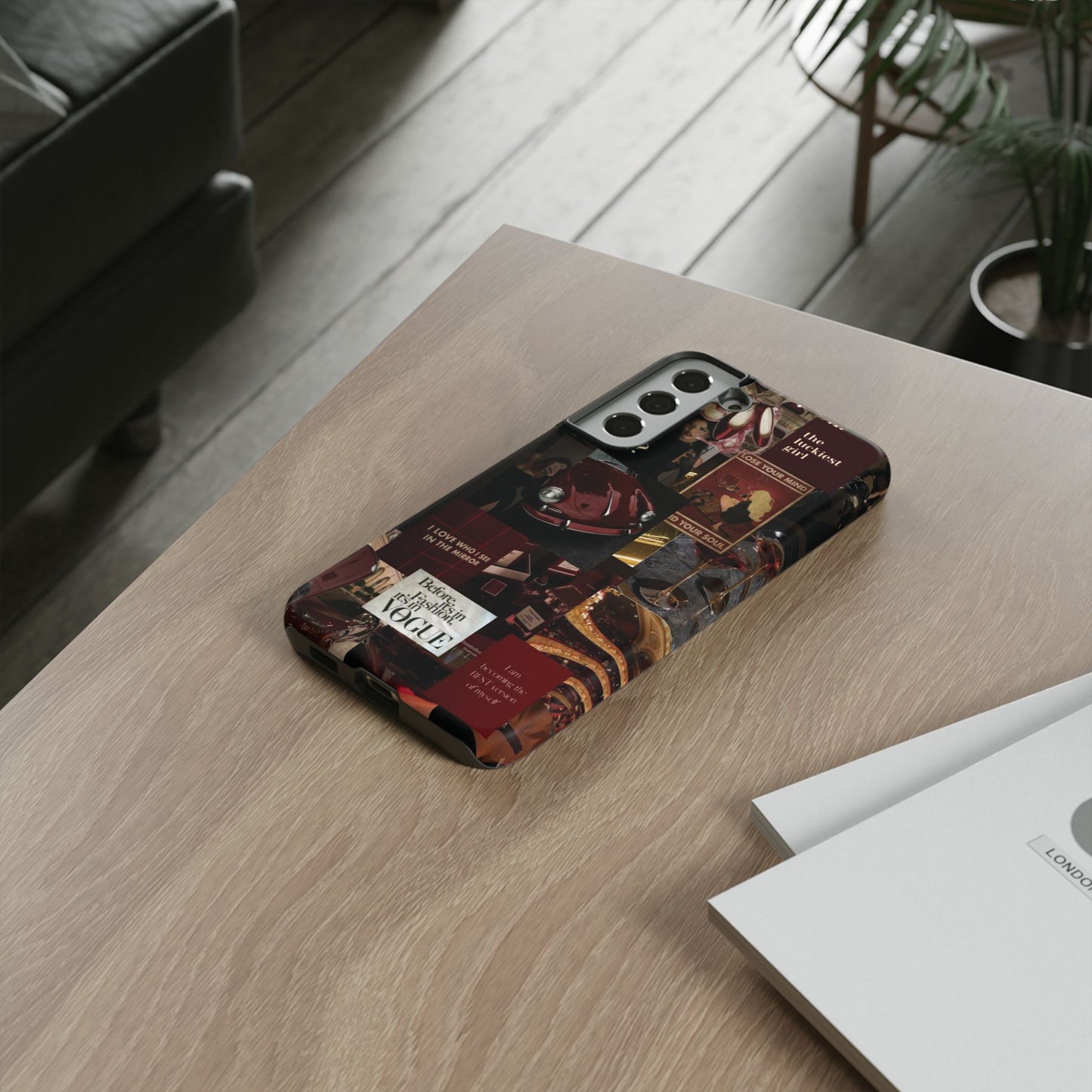 Dark Red and Black Aesthetic Tough Phone Case