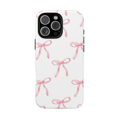 Pink Bows White Tough Phone Case